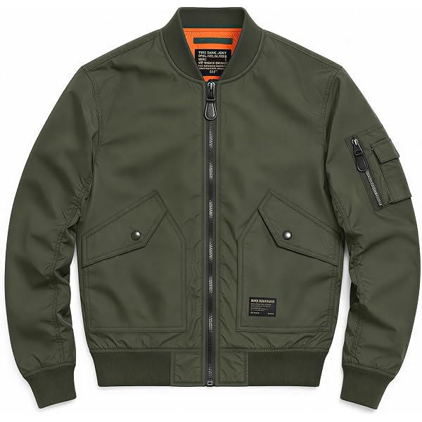 Amazon.co.jp: USフライトジャケットMA-1スタイルオリーブグリーン陸軍